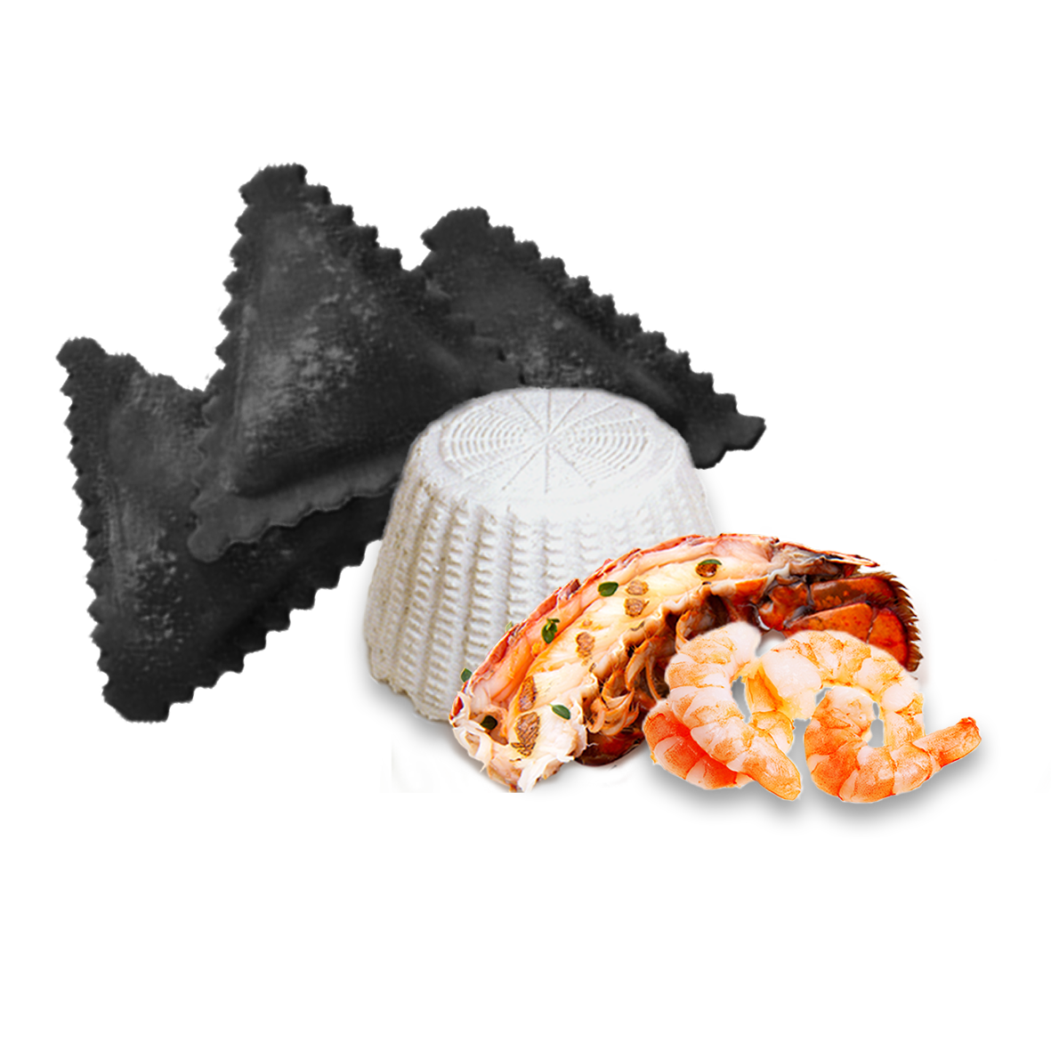 Black Triangle Ravioli Lobster, Shrimps & Ricotta Cheese 500 Gr